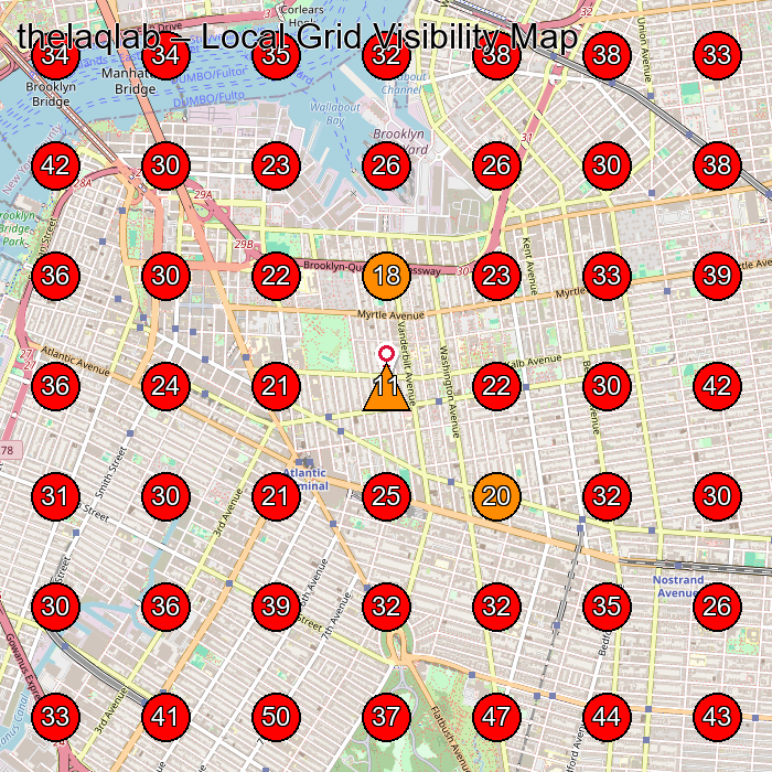 thelaqlab GeoGrid visibility map for Nail Salon in Brooklyn